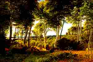Hino Nacional da Dinamarca Quadro de Peter Christian Skovgaard: Floresta Delhoved perto do Lago Skarrit, 1847.