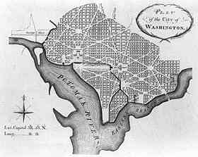 Washington Plano de Pierre Charles L'Enfant para a nova cidade.
