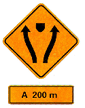 Placas de Sinalização de Obras Início da Pista Dividida