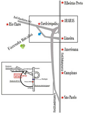 Mapa para chegar na Fazenda Ibicaba